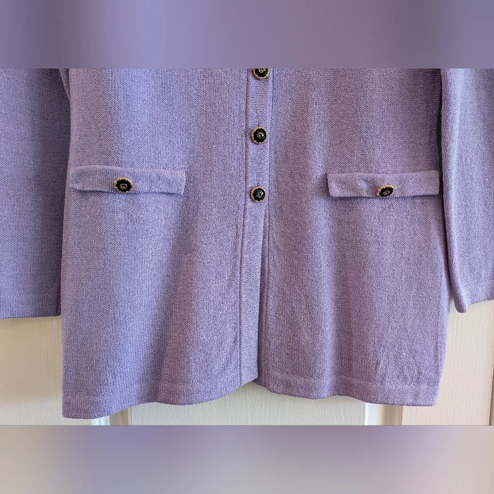 St John Collection Santana Knit Lavender Purple Cardigan Wool Blend Size 2 - Picture 3 of 13